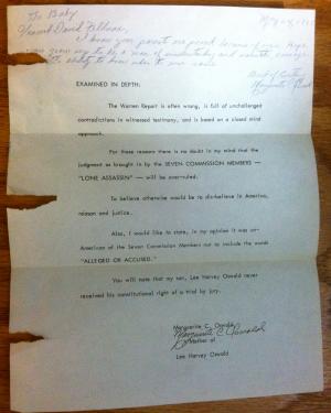 Lee Harvey Oswald mother letter
