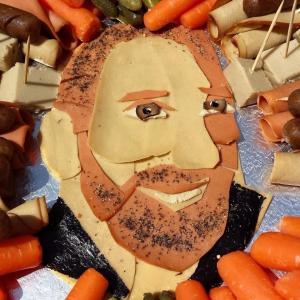 A vegan lunchmeat head of Bull by Karen