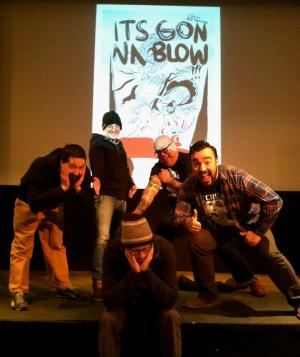 Foreground is director Bill Perrine, with us goofs surrounding him. Photo by Eric Bresler.