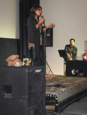 Elizabeth Arnold addresses the L!F!P! audience by Karen Kirchhoff