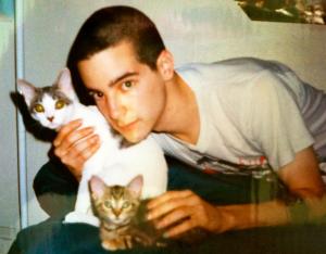 Chloe and Autumn Leaf the cats and Joseph, 1997, Philadelphia